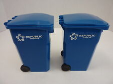 Lot of 2 Republic Services Mini Desk Garbage Trash Bin Cart Can Toter Blue picture