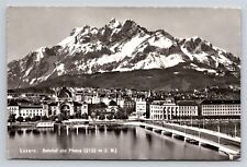 RPPC Lucerne Switzerland Train Station Bahnhof Mount Pilatus Photo Postcard View picture