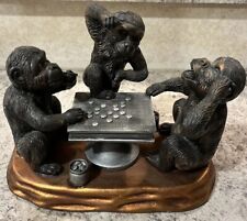 Vintage  composite bronze  look Monkeys  Playing Checkers picture