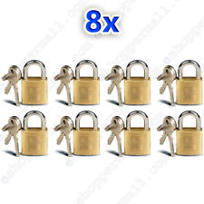 8 Small Metal Padlocks Mini Brass Tiny Box Locks Keyed Jewelry 2 Keys 20mm New  picture