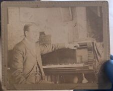 c1900 Antique Photo On Board Dapper Man Playing Piano Music picture