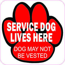 4.5in x 4.5in Red Paw Service Dog Lives Here Magnet Magnetic Sign picture