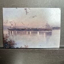 Great Lakes Freighter BEECHGLENN 4x6 Postcard  WATERCOLOR PAINTING scraped 1994 picture