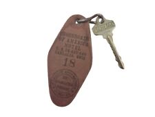 Vintage Crossroads of America Vandalia, OH Leather Hotel Key Fob Rm 18  picture
