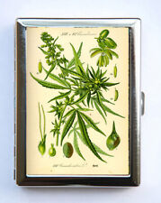 Vintage Cannabis Botanical Cigarette Case Wallet Business Card Holder picture