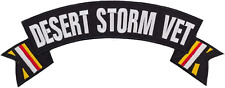Desert Storm Vet Black W/White with Gold/Red/White Flags Top Rocker Iron on Patc picture