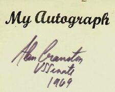 “California Senator” Alan Cranston Hand Signed 3X5 Card picture