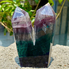 442G Natural Fluorite Obelisk Quartz Crystal Wand Point Realistic Healing.  picture