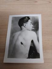 Vintage Photo Man Smokes with Hole in Back Bizarre Freak Oddity Circus 1940s picture
