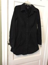 Vintage ALFANI womens long top blouse Black size 14 button up, cotton blend picture