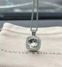 David Yurman Sterling Silver 11mm Albion Pendant Necklace White Topaz & Diamonds picture