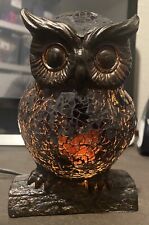 Mosaic Stained Glass Crackel Tiffany Style Owl Table Lamp Night Light 6.5