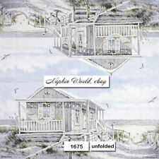 (1675) TWO Individual Paper Luncheon Decoupage Napkins - OCEAN BEACH COTTAGE picture