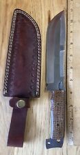 Vintage CFK Cutlery USA Custom Hunting Knife Handmade Micarta Leather Sheath picture