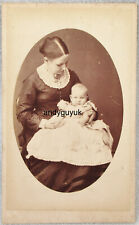 CDV LADY HOLDING BABY BY HOPKINS EPSOM DRESS INTIMATE HAPPY ANTIQUE PHOTO picture