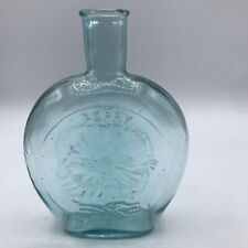 Vintage Clevenger MUSEUM EDITIONS Glass Flask Decanter Bottle AQUA POPPY picture