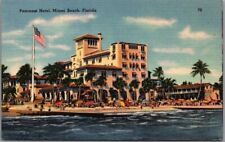 1940s Miami Beach, Florida Postcard PANCOAST HOTEL Beach View from Ocean - Linen picture
