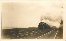 RPPC Steam Locomotive Train Railroad scene vintage Sepia Photo Poscard picture