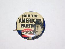 VINTAGE AMOCO OIL COMPANY GAS JOIN THE AMERICAN PARTY PIN BACK BUTTON picture