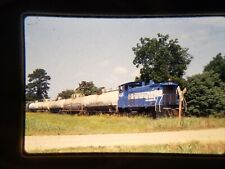 ZI03 TRAIN SLIDE Railroad Short Line Blue/White Engine pulling Liquid Carbonic picture