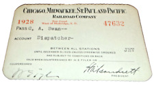 1928 MILWAUKEE ROAD EMPLOYEE PASS #47632 picture