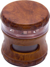 63 mm 4 part Wood Finish Look Grinder Herb Spice Crusher Light Dark Red Wood 216 picture