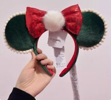 Disney Winter Christmas Minnie Ear red Bow Headband picture