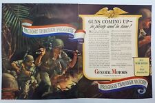 1943 General Motors Victory Through Progress WWII Era Print Ad Man Cave Poster picture