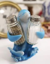 Ebros Dolphin Rising Above Sea Waves Hugging Salt And Pepper Shakers Holder picture