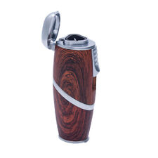 Wooden Finish Triple Jet Torch Lighter Adjustable Flame W/ Cigar Puncher Cherry picture