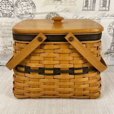 Longaberger 1998 Collectors Club Harbor Basket with Wood Lid 10 x 8.25 x 8.25 picture