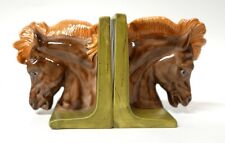 Pair 1950's Ceramic Vintage Mid Century Horse Head Bookends picture