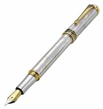 Xezo Maestro White Mother of Pearl Fountain Pen, Fine Point. 18k Gold Plated picture
