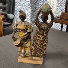 Pair Unbranded Handmade African Dolls Market Women Babies 9” Tall Uganda picture