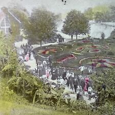 Antique 1870s Soldiers Home Gardens Dayton Ohio Stereoview Photo Card P3297 picture