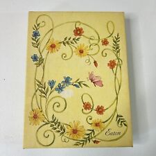 New Vintage Eaton Stationary Box Set Floral Garland Sealed W/ Envelopes Flowers picture