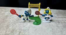 Smurfs Tennis Smurfette Smurf Sports Display Vintage Rare Original Toy Figurines picture