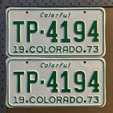 1973 Colorado license plate pair TP 4194 YOM DMV Adams SHOW CAR READY 14423 picture