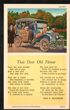 Old Postcard Car Dogs That Dear Old Flivver Poem King Woodburn 1920-1930s B picture