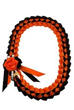 Grosgrain Ribbon Graduation Leis-Orange & Black School Colors  picture
