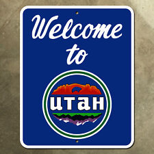 Welcome to Utah state line highway marker road sign 1980s 16x20 picture