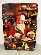 Santa writing a list EMPTY Collectable Tin Container Display Decor picture
