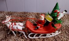 Vtg Blow Mold Plastic Santa Claus Sleigh, Snowman, Reindeer Christmas Decor 12