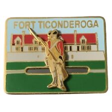Vintage Fort Ticonderoga Soldier Scenic Sliding Travel Souvenir Pin picture