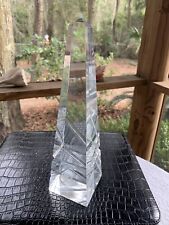 Vintage Girl Scouts Award Role Model Clear Crystal Obelisk 10” Tall Etched 1987 picture