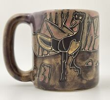Mara Mexico Stoneware Roadrunner Southwest Hand Painted Mug Cup 16 oz Tan Brown picture