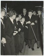 7 November 1952 press photo of Churchill at Harrow for the annual Songs picture