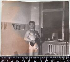 Shirtless Man Trunks Bulge Beefcake Muscle Young Guy Gay Interest Vintage Photo picture