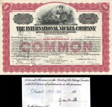 International Nickel Co. signed by Ogden Mills - 1916 dated Stock Certificate -  picture