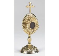 Oval Brass Personal Reliquary Catholic Relic Holder, 6 1/4